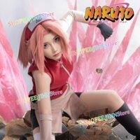 - Jinn - Haruno Sakura Trang Phục Hóa Trang NARUTO Sakura Sasuke Tóc Giả Đồng Phục Phụ Kiện Bộ Anime Carnival Đảng Trang Phục Hóa Trang