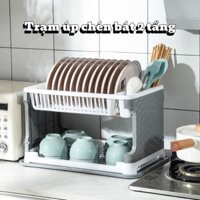 ❌❌ Kệ Úp Chén Dĩa 2 TẦNG - Có Ống Để Đũa Muỗng + Kèm Khay Hứng Nước Tiện Dụng ❌❌