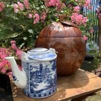 [ Kèm ấm]Bình ủ ấm trà trái dừa loại xồ không đế