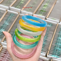 ( Kèm hộp ) Vòng tay đá mắt mèo về các mầu trắng hồng xanh lá xanh dương vàng