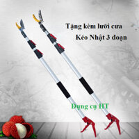 ( Kèm lưỡi cưa ) Kéo cắt cành hái quả trên cao cán hợp kim nhôm cứng dài 3m - 4m