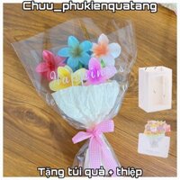 ( KÈM TÚI QUÀ + THIỆP ) Bó Hoa Kẹp Tóc Hoa Sứ ( 8cm ) Phụ kiện quà tặng , kẹp tóc đi biển xinh xắn