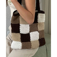 [ KENHCUATAMI ] Túi len tote ghép mảnh ô vuông dễ thương cá tính quà tặng độc đáo