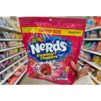 🍬 KẸO DẺO BỌC CỐM GIÒN HƯƠNG TRÁI CÂY ĐỎ CỦA MỸ NERDS CANDY GUMMY CLUSTERS RAINBOW FAMILY SIZE GÓI 524G U.S.A 🛬🗽🇺🇸