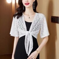 🍎 🍎 Khăn choàng áo khoác ngoài nhỏ có dây đeo Váy ngắn mỏng ren Sườn xám chống nắng Áo Cardigan dành cho nữ NZ250317B