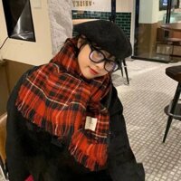 ~ Khăn quàng cổ nữ không khí cổ điển kẻ sọc dễ phối đồ lễ hội phong cách Hàn Quốc mùa đông cảm giác khăn quàng cổ giữ ấm Instagram Màu Đỏ mùa đông học sinh JVHQ