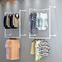 [ Kho sào kệ shop ] Khung, kệ sắt treo quần áo gắn (bắn) tường. Sào, giá sắt treo váy, đầm gắn tường VNS-014
