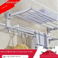 ◊ Không có lỗ không gian hợp kim nhôm giá treo khăn tắm nhà vệ sinh kệ treo tường hoạt động gấp