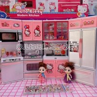 ♘ ✁﹍☢KT mèo cho trẻ em nhà chơi mô phỏng nấu ăn đồ bếp bộ tủ lạnh bé gái Sinh nhật lần thứ 5 ngày 4-6