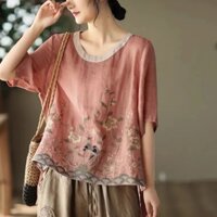 ☻ L O T U S ☻ Áo Sơ Mi Nữ Thêu Plus Size Cổ Điển CAL1818