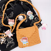 [ Lillie Newbie Vàng đồng ] Túi đeo chéo túi xách mini handmade đan móc dành cho nữ và trẻ em tặng phụ kiện