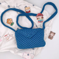 [ Lillie Xanh Hải Quân] Túi đeo chéo túi xách mini handmade đan móc dành cho nữ và trẻ em tặng phụ kiện