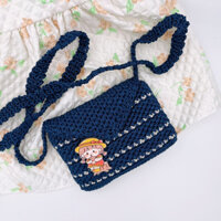 [ Lillie Xanh xám] Túi đeo chéo túi xách mini handmade đan móc dành cho nữ và trẻ em tặng phụ kiện