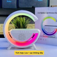 [ Loa Chữ G] Loa Bluetooth Thông Minh Kiêm Sạc Không Dây , Đèn ngủ , đèn nháy theo nhạc,Đèn không khí đầy màu sắc - le98
