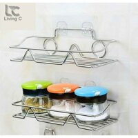 ( LOẠI 1) Kệ dán tường đa năng inox hình trữ nhật - giá treo đồ nhà tắm