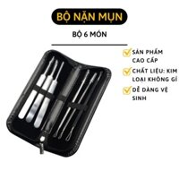 ( Loại Tốt ) Bộ Dụng Cụ Nặn Mụn 6 Món Kim Inox Không Gỉ Kèm Hộp Đựng Cao Cấp - Bảo Hành 12 Tháng