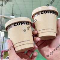 [ Lốc 25 ly + nắp ] Ly giấy 2 lớp màu cafe in chữ đơn giản