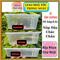 ( lốc 50 hộp ) nhựa chữ nhật PP 500ml , 750ml , 1000ml đựng thực phẩm ( lốc 50 hộp )