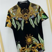 [ Luxury ] Áo polo Versace họa tiết hoa lá LA