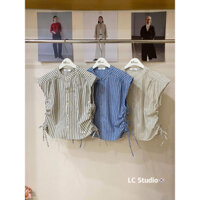 ( Mã 185 25 ) - áo sơ mi nữ tay hến dây rút 2 bên eo