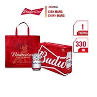 [ Mã ABIB002 giảm thêm 10k ] BIA BUDWEISER Lon 330ml x 24 | Chính hãng Date 07/12/2021