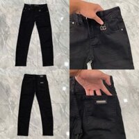 [ MÃ KS GIẢM 30K ] Quần Jean Nam D.G Đen Trơn Chất Denim Thô - Mix Tag D.G Sắt Nhỏ - Quần Bò Nam Đen Đơn Giản