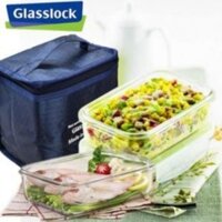 ( Made in KOREA ) Bộ 2 hộp đựng thủy tinh GLASSLOCK 400ml + Túi giữ nhiệt Lunch set 2