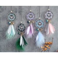 ✿ mặt dây chuyền lông vũ dream catcher ✿ mặt dây chuyền trang trí quà sinh nhật cho bé gái có hàng sẵn ☼Vòng Bắt Giấc Mơ Lông Vũ handmade Trang Trí Xe Hơi❆