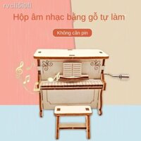 ☎ ❉ ♙✢Mẫu giáo Tự làm thủ công bằng gỗ lắp ráp tay hộp nhạc đàn piano quà tặng sinh nhật nam và nữ