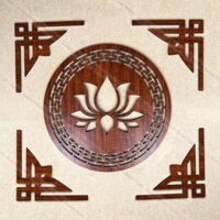 [ MAU GOCHOA ] Bộ 1 Hoa Sen gỗ + 4 Góc trang trí bàn thờ bằng gỗ MDF (CÓ KÈM BĂNG KEO DÁN TƯỜNG)