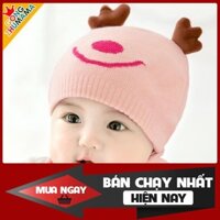 [ MẪU HOT ] Khăn nón len cho bé kiểu dáng sừng Tuần Lộc đáng yêu [ CÓ HÌNH THẬT ]