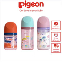 ( Mẫu Mới 2022) Bình Sữa Thủy Tinh Pigeon Cổ Rộng Cao Cấp 80ml/160ml/240ml