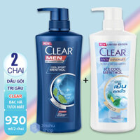 [ Mẫu mới 2023] Combo 2 chai dầu gội đầu gồm clear Bạc Hà 480ml và Clear Men 450ml