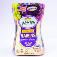 " Mẫu Mới "Nho Khô SUNVIEW RAISINS Medley Jumpo Grapes 425g - Hàng Mỹ