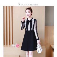 💢💢 MẪU MỚI RẤT RẤT XINH 😍😍💢💢 ĐẦM XÒE TAY DÀI PHỐI REN SỌC THẮT NƠ D0990