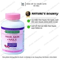 [ MẪU MỚI ] Viên uống Hair Skin Nails 5000mcg Biotin Nature's Bounty 250 viên