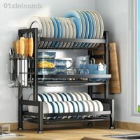 ♝ ✓ [Mẫu mới]01xlnlncmbGiá nhà bếp bướm lưu trữ bộ đồ ăn Giá đựng bát đĩa bằng thép không gỉ 304 siêu dày tủ ba lớp