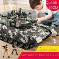 ☑ ♟ [Mẫu mới]Quá khổ xe tăng điều khiển từ xa bánh xích kim loại có thể sạc lại bom nước có thể di chuyển được đồ chơi t