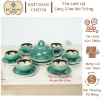 ( MEN NGỌC THẠCH THỦY)Bộ Ấm Chén Pha Trà 400ml Hoả Biến Bát Tràng hàng chuẩn Nghệ Nhân-dáng Qủa Hồng