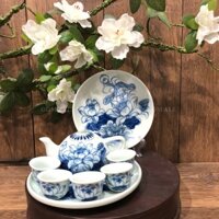 [ MEN XANH NGỌC] Bộ ấm trà 3 chén, 5 chén sen thờ cúng phong thủy bày ban thờ cúng gốm ALL sứ Bát Tràng