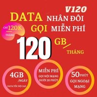 [ Miễn Phí DATA VỚI 120K/1tháng ] - Hàng Chính Hãng Sim 4G VIETTEL V120N Gọi Bao La