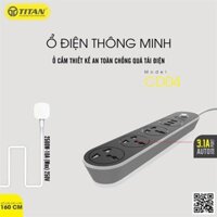 [ MIỄN PHÍ SHIP ] - Ổ CẮM ĐIỆN THÔNG MINH TITAN CD04 3 CỔNG USB SẠC NHANH 3.1A  - HÀNG CHÍNH HÃNG - Hàng Chính Hãng