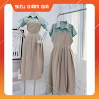 [ Milano Fashion ] Sét bộ yếm xếp ly dáng dài phối sơ mi xanh cực xinh phù hợp đi chụp ảnh, dự tiệc