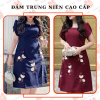 [ MIU021] Đầm Trung Niên Cao Cấp MCGIN thiết kế trẻ trung sang trọng chất liệu vải thoáng mát thêu hoa