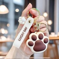☆ ★ Móc khóa chân mèo sáng tạo hoạt hình cho bé gái, móc khóa trái tim dễ thương, trang trí xe hơi, quà tặng cặp đôi/888
