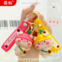 ☆ ★ Móc khóa hoạt hình lợn dễ thương phong cách đồng quê cho bé gái, móc khóa xe hơi bằng nhựa mềm, mặt dây chuyền ba lô/888
