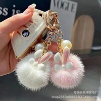☆ ★ Móc khóa xe hình thỏ Pom-Pom DIY dễ thương, trang trí túi xách handmade bằng nhung Hàn Quốc/888