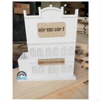 [ Mới ]  Hộp Thư Góp Ý Bằng Gỗ  Mô Hình Tòa Nhà Cao Tầng Trắng QUAGONHALAM. Hộp Thư Sang Trọng Treo Tường Hoặc Để Bàn