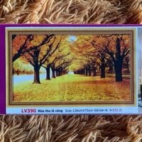 [ MỚI] Tranh đính đá mùa thu lá vàng lv390 KT 126x75cm [ Tranh Hà Đoàn] Treo tường