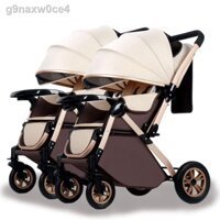 ✔ (Mới về)Xe đẩy đôi em bé tầm nhìn cao 2 chiều có thể ngồi và nằm Xe đẩy đôi sơ sinh nhẹ có thể gập lại